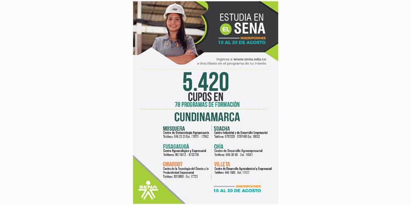 Seis mil oportunidades de formación para los cundinamarqueses en el SENA

