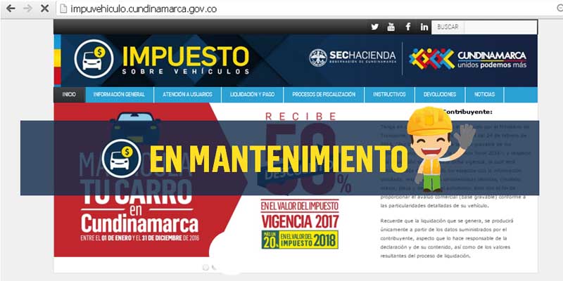 El portal  impuvehiculo.cundinamarca.gov.co estará fuera de servicio este fin de semana
