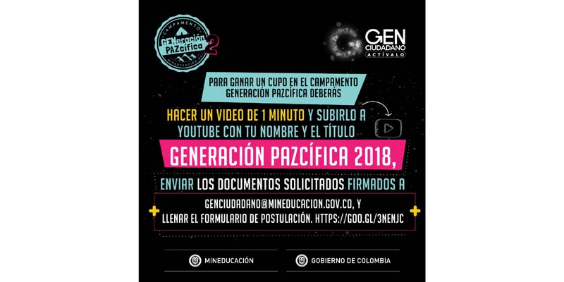 Estudiantes cundinamarqueses participarán en el campamento GENeración PAZcífica 2018












